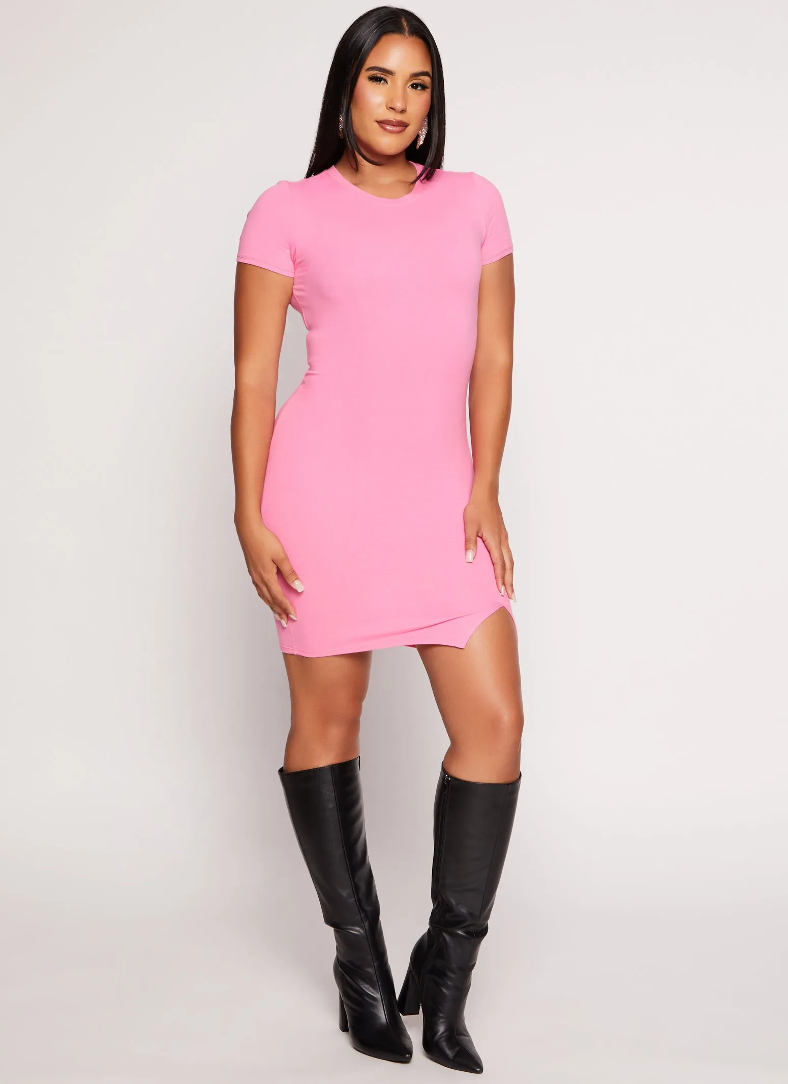 Side Slit T Shirt Mini Dress sold by Rainbow product image thumbnail 2