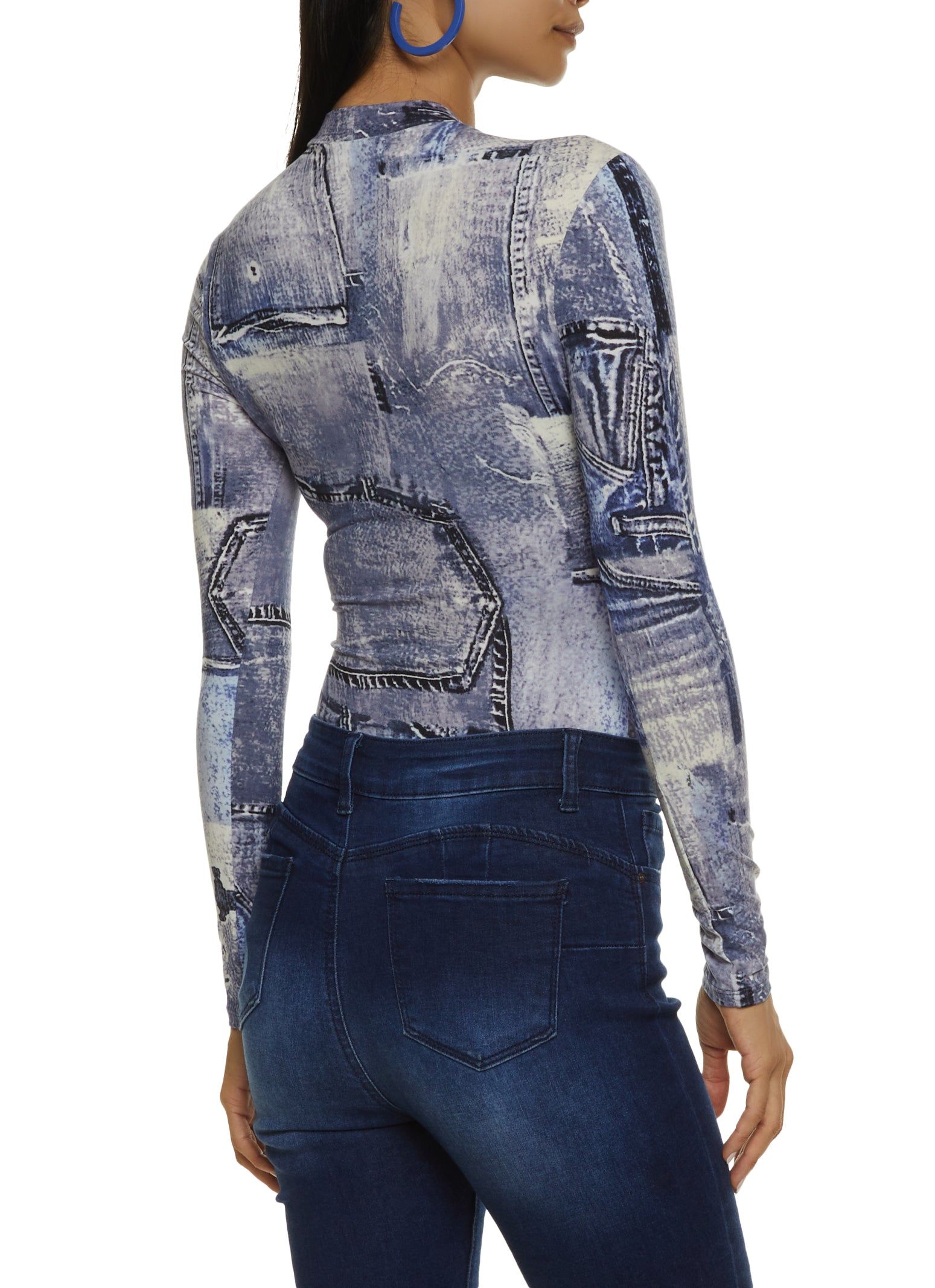 Patterned Long Sleeve Mock Neck Bodysuit sold by Rainbow product image thumbnail 3