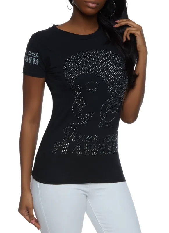 Finer and Flawless Rhinestone Studded Graphic Tee sold by Rainbow