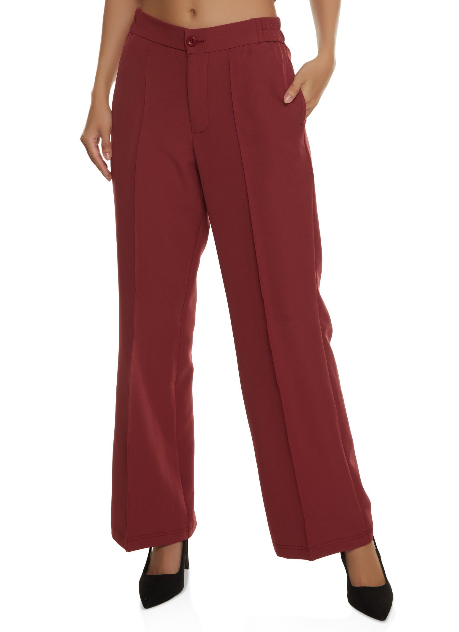 Crepe Knit Pintuck Wide Leg Pants sold by Rainbow
