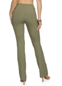 Solid Ribbed High Waist Flare Pants sold by Rainbow