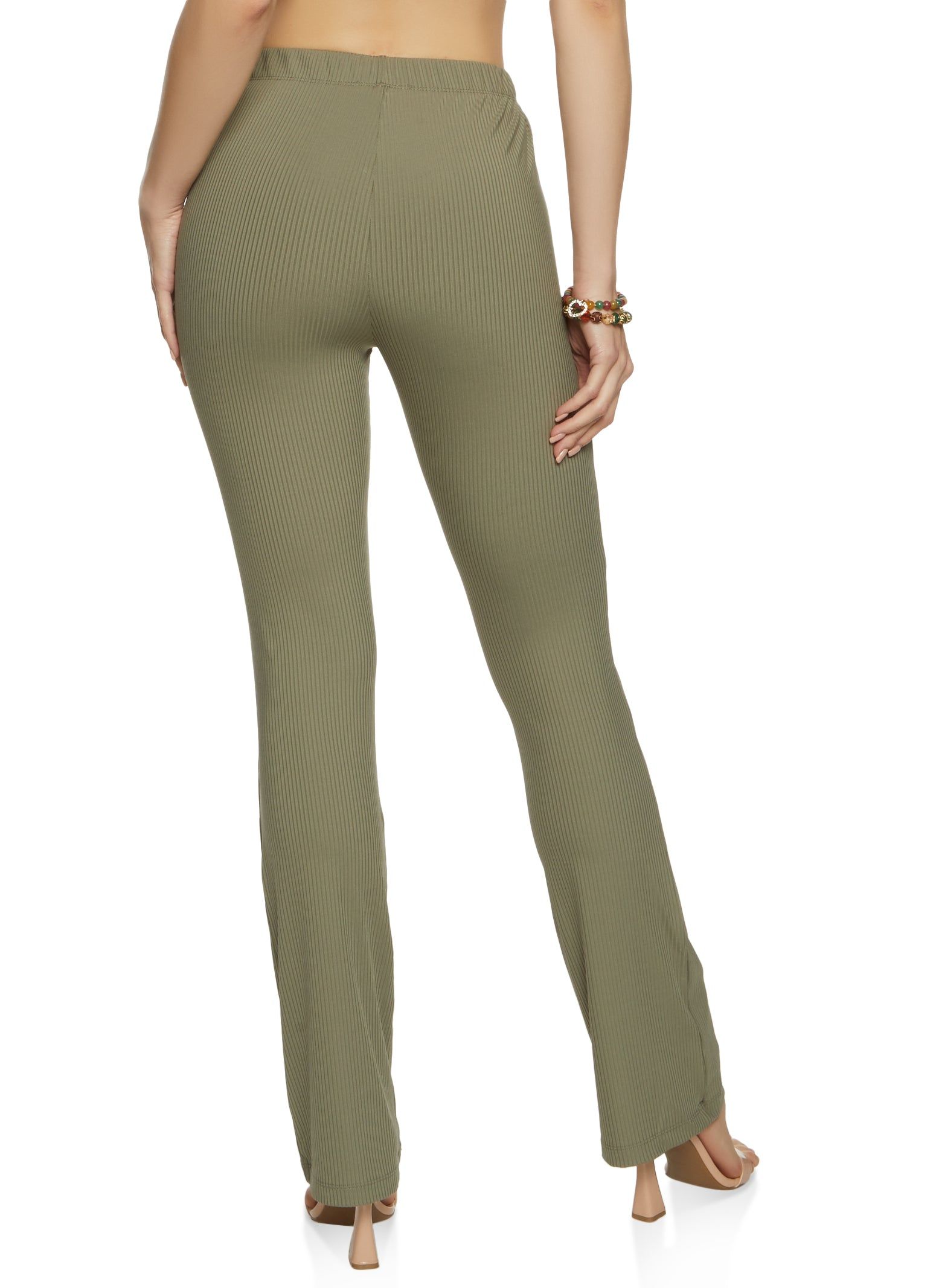 Solid Ribbed High Waist Flare Pants sold by Rainbow product image thumbnail 2