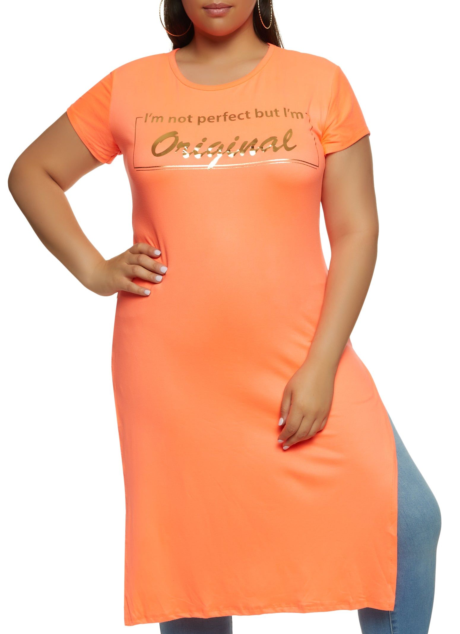 Plus Size Foil Im Not Perfect But Im Original Maxi Tee sold by Rainbow