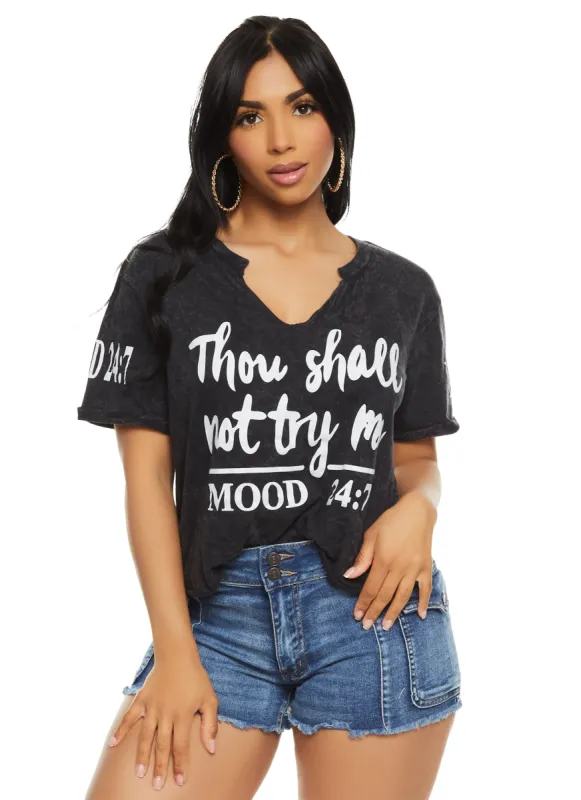 Thou Shall Not Try Me Acid Wash Tee sold by Rainbow