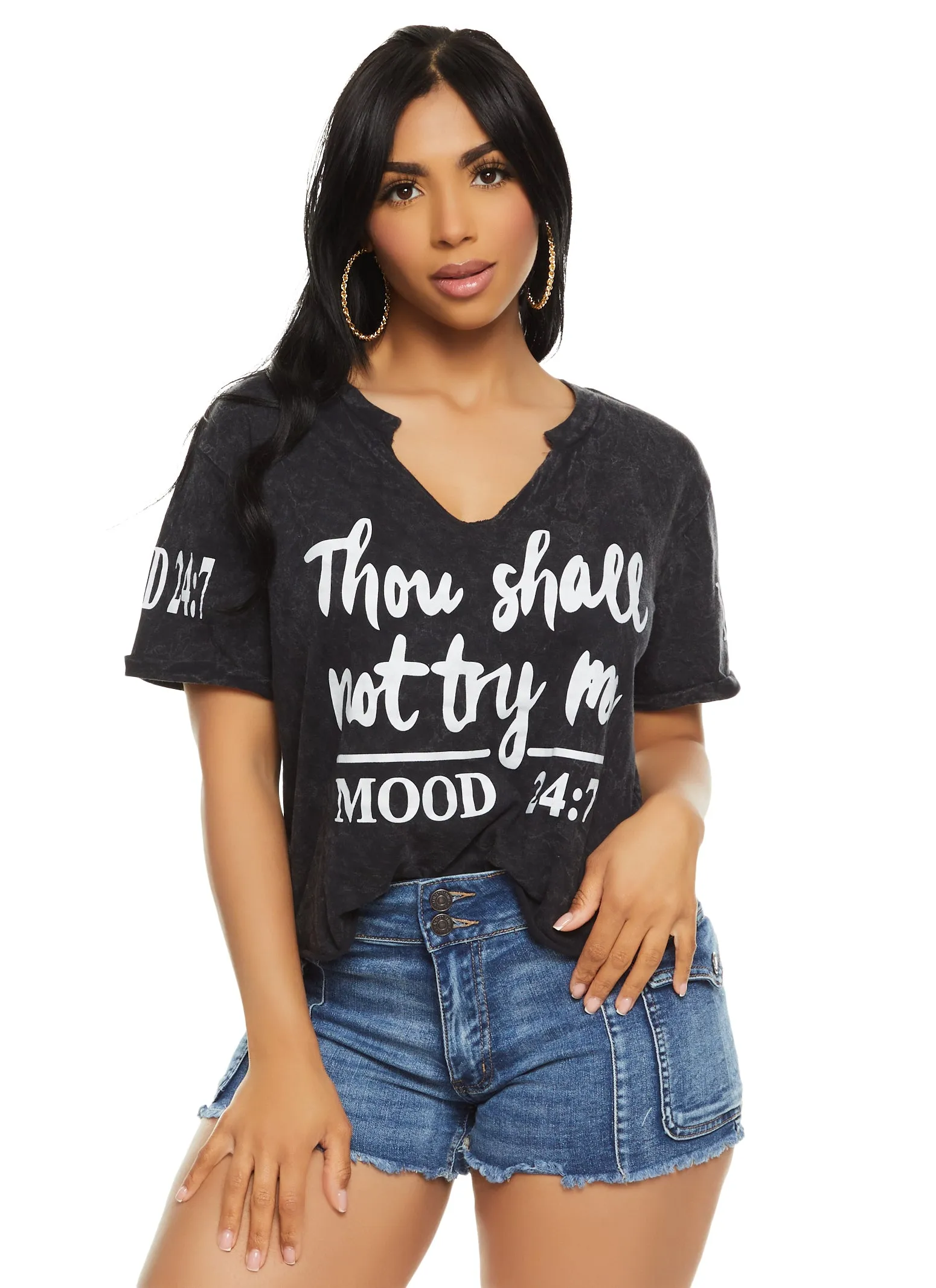 Thou Shall Not Try Me Acid Wash Tee sold by Rainbow