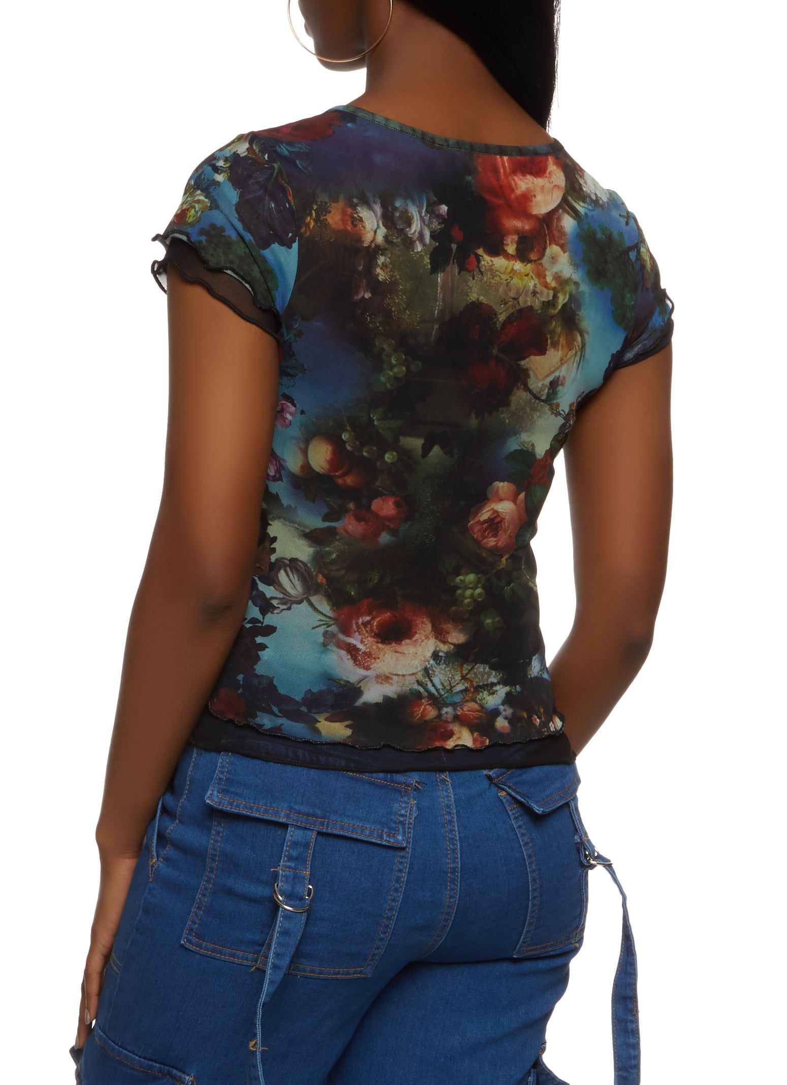 Double Layer Printed Mesh Lettuce Hem Tee sold by Rainbow product image thumbnail 2