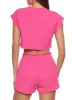 Textured Knit Cap Sleeve Crop Top sold by Rainbow