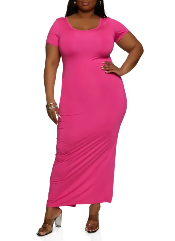 Plus Size Daisy Back Slit T Shirt Maxi Dress sold by Rainbow