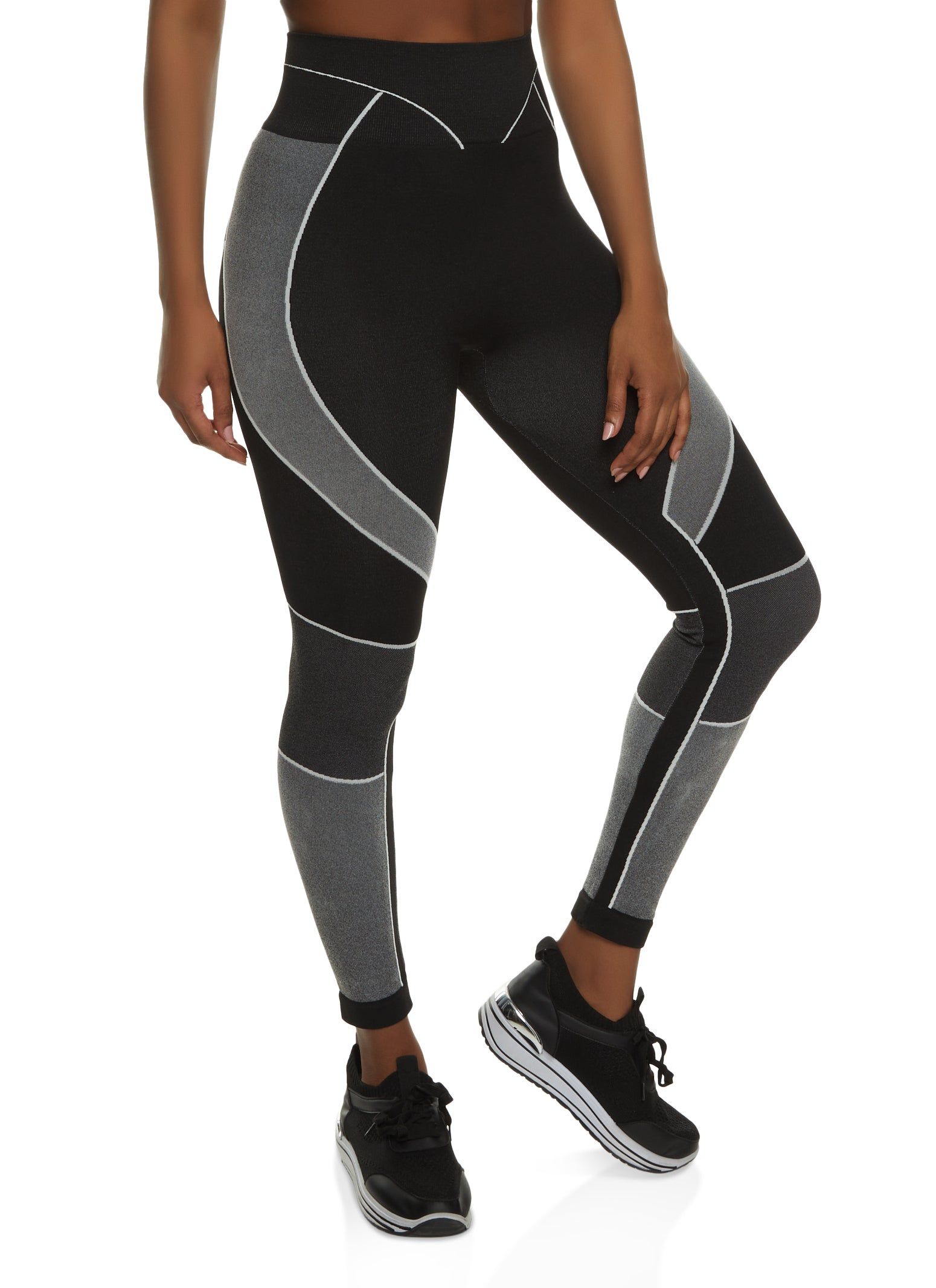 Two Tone Contrast Trim Seamless Leggings sold by Rainbow