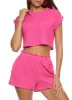 Textured Knit Cap Sleeve Crop Top sold by Rainbow