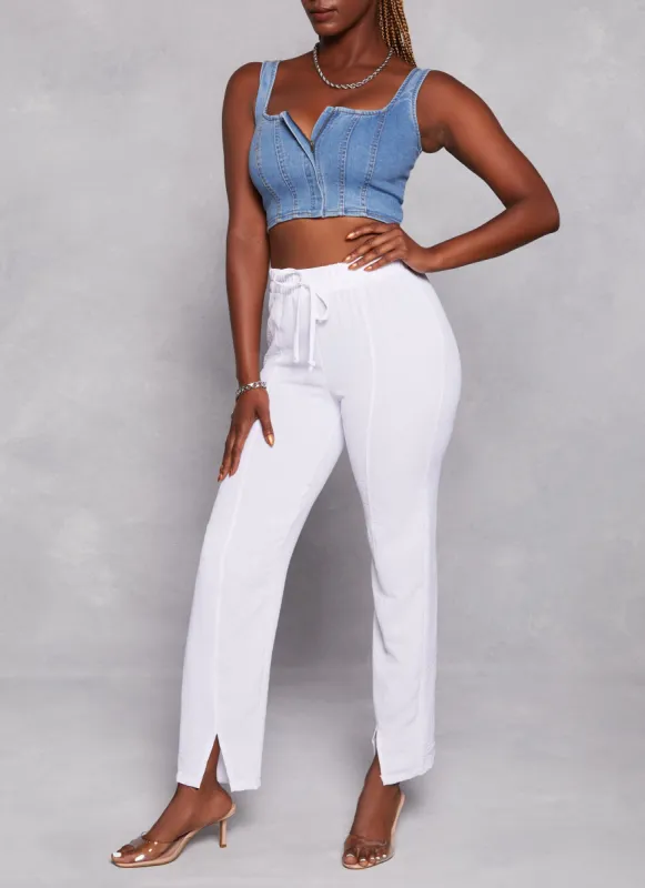 Airy Slit Hem High Waist Pants sold by Rainbow