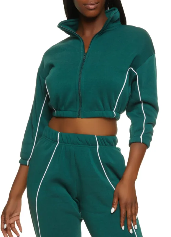 Fleece Zip Front Cropped Jacket sold by Rainbow