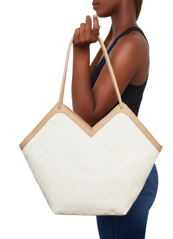 Faux Leather Checkered Embossed Tote Bag sold by Rainbow