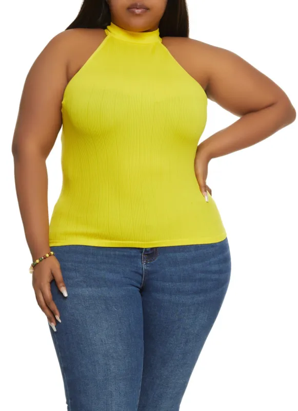Plus Size Seamless Rib Knit Sleeveless Top sold by Rainbow