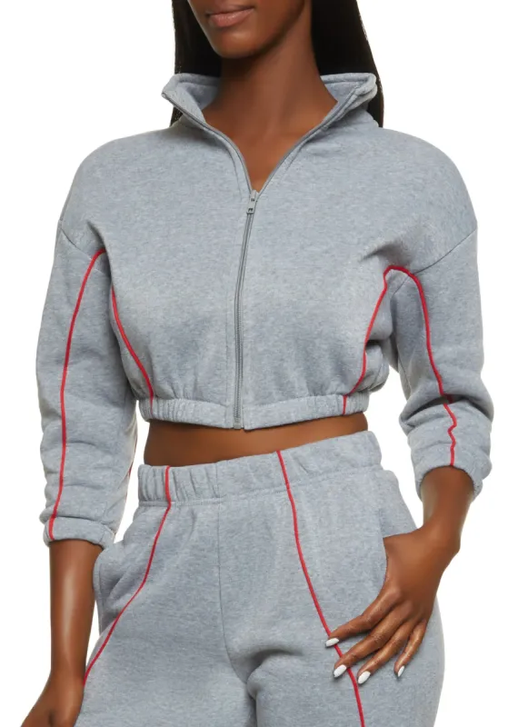 Fleece Zip Front Cropped Jacket sold by Rainbow