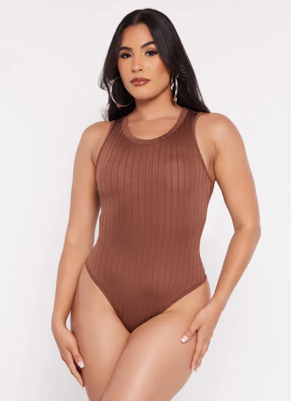 Daisy Ribbed Knit Crew Neck Sleeveless Bodysuit sold by Rainbow