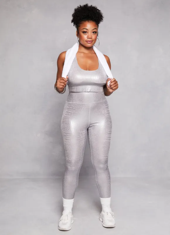 Plus Size Faux Croc Print Leggings sold by Rainbow