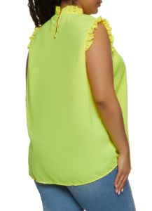 Plus Size Sleeveless Ruffled Smocked Blouse sold by Rainbow