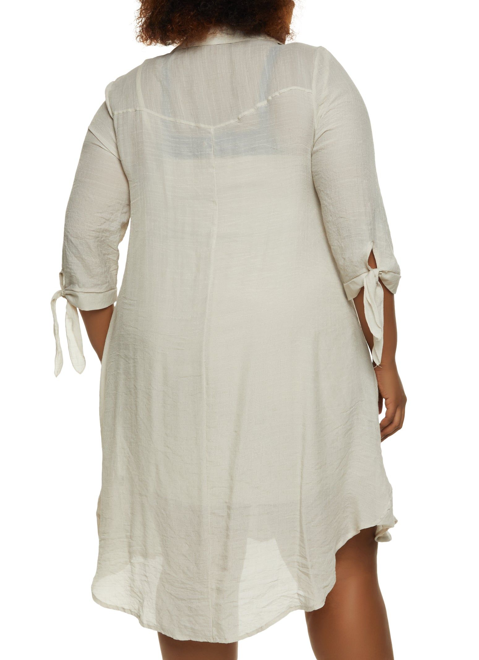 Plus Size Quarter Tie Sleeve Midi Shirt Dress sold by Rainbow product image thumbnail 3