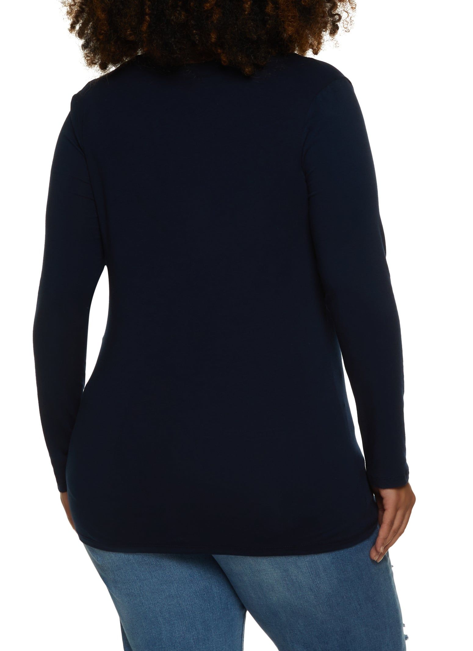 Plus Size Basic V Neck Long Sleeve Tee sold by Rainbow product image thumbnail 2