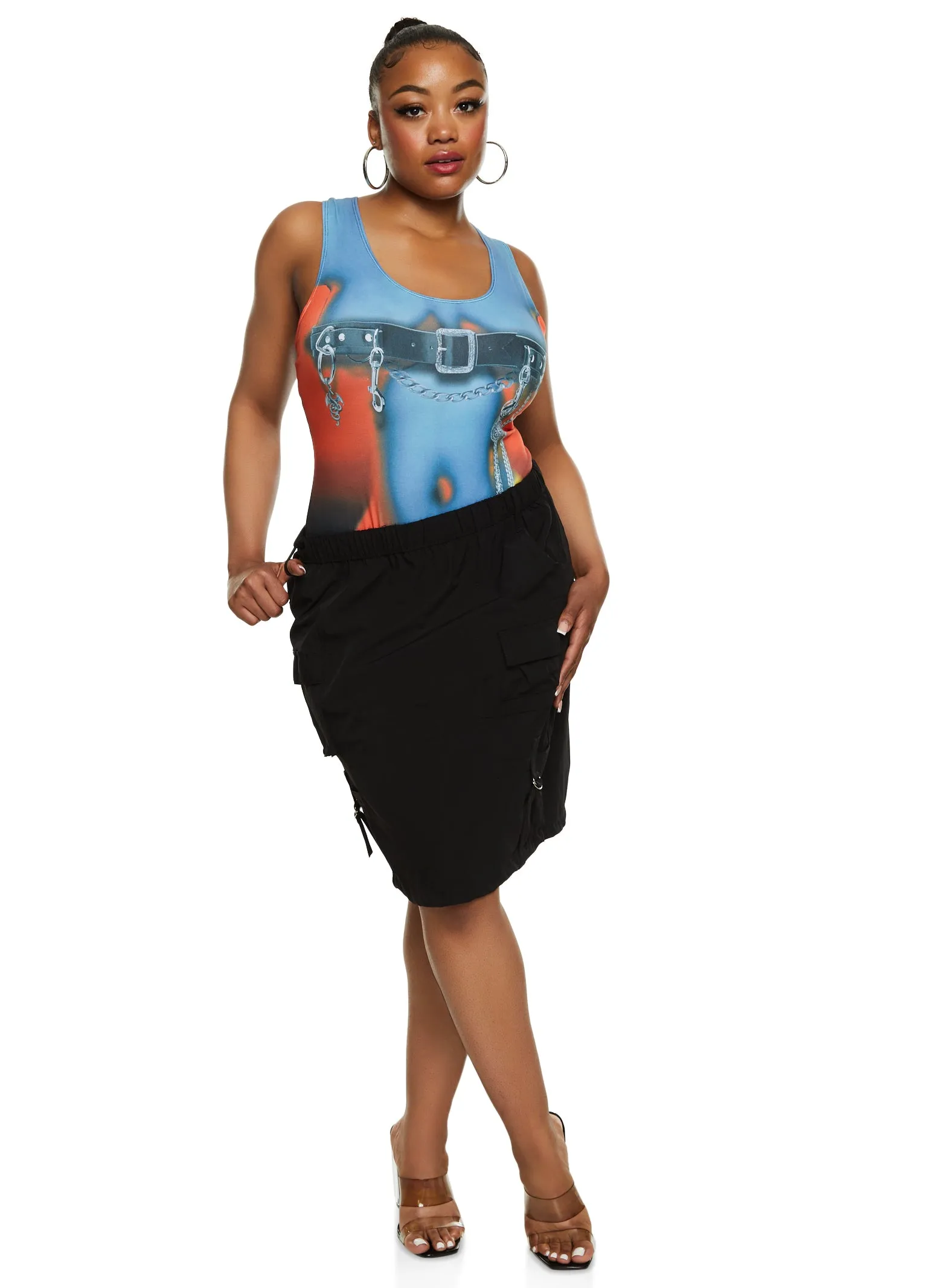 Plus Size Strappy Detail Cargo Skirt sold by Rainbow