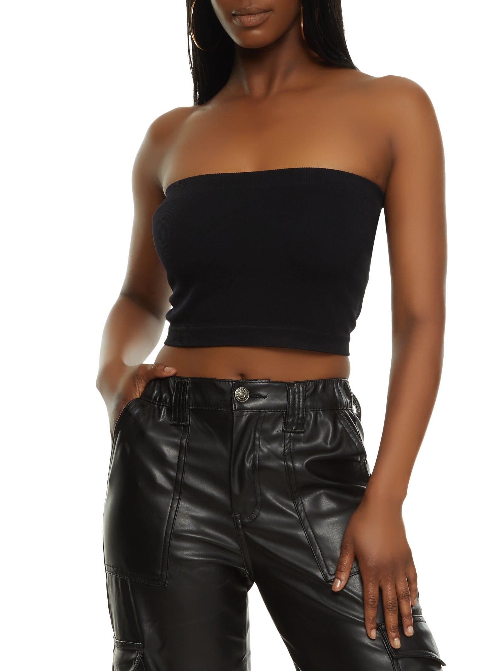 Ribbed Knit Seamless Tube Top sold by Rainbow