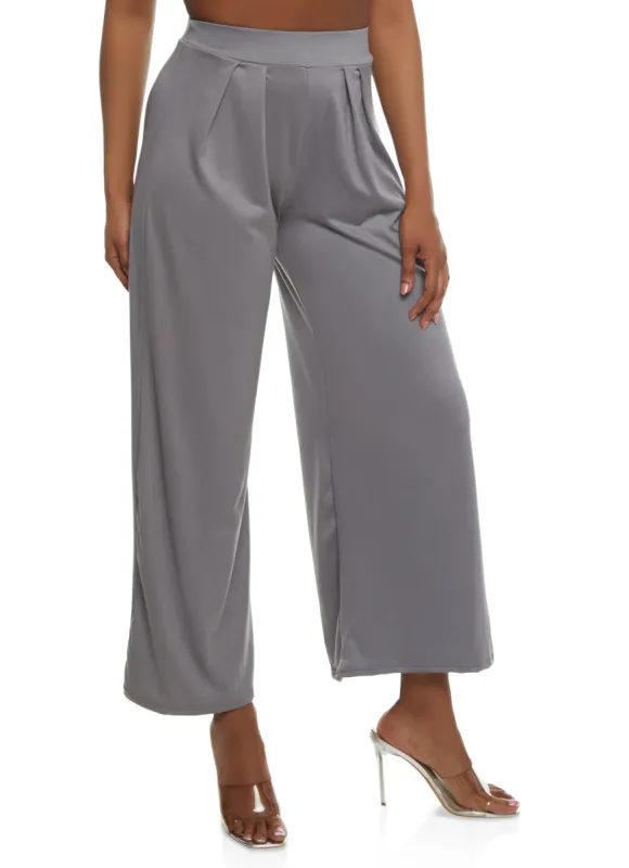 Soft Knit Pleated Waist Wide Leg Pants sold by Rainbow