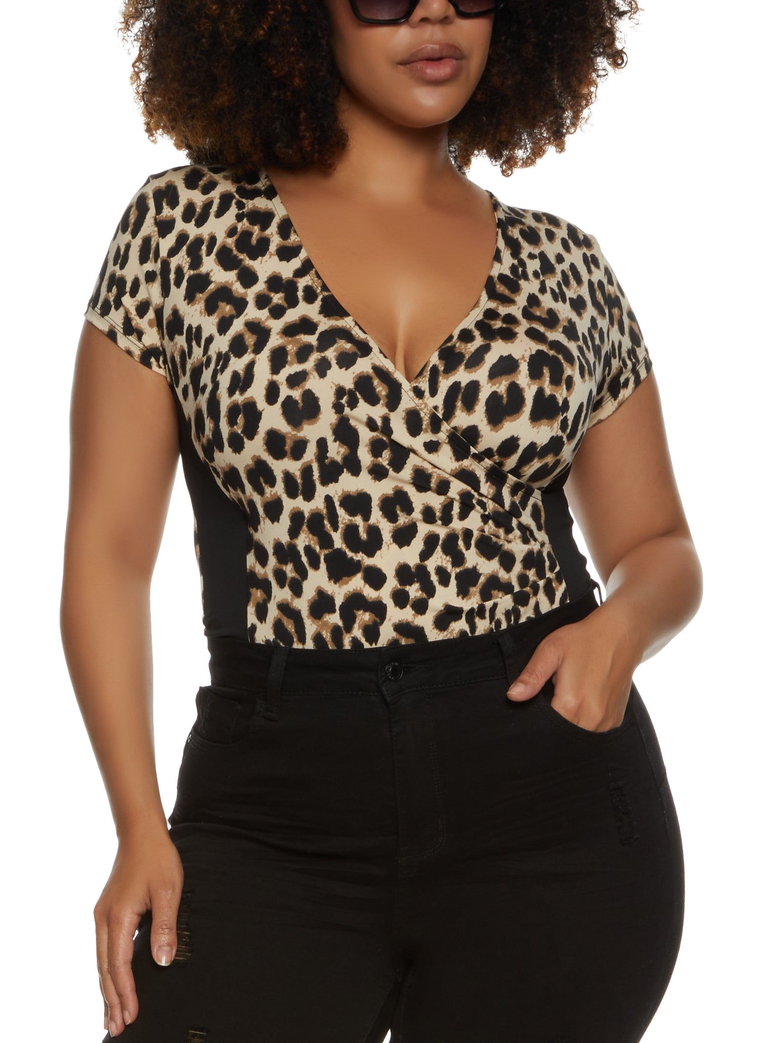 Plus Size Printed Faux Wrap Bodysuit sold by Rainbow product image thumbnail 2