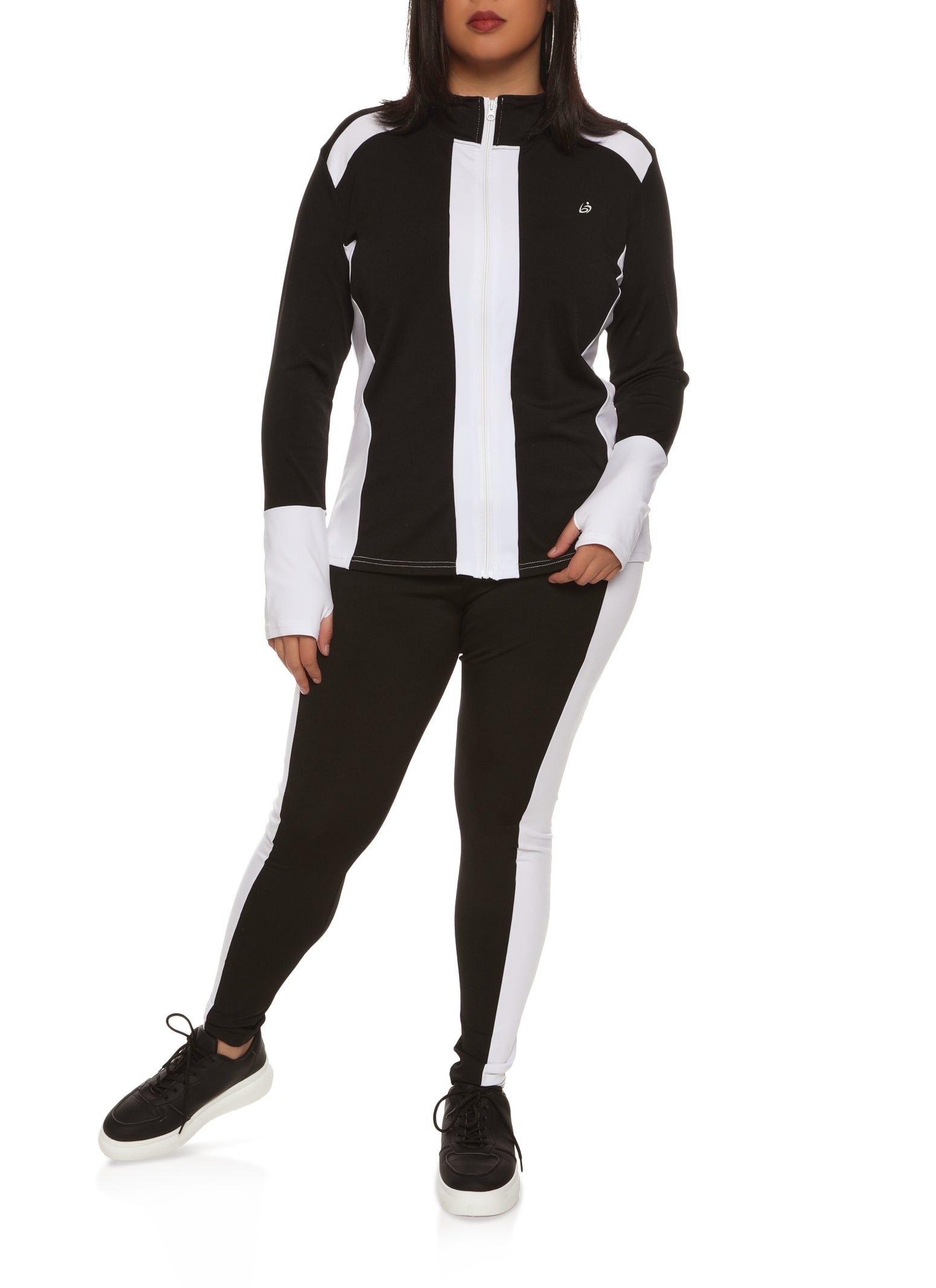 Plus Size Color Block Zip Front Track Jacket sold by Rainbow product image thumbnail 2