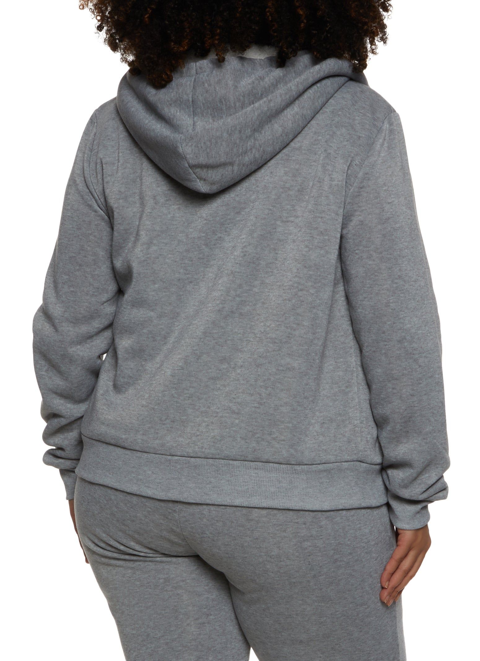 Plus Size Sherpa Lined Zip Front Hoodie sold by Rainbow product image thumbnail 3