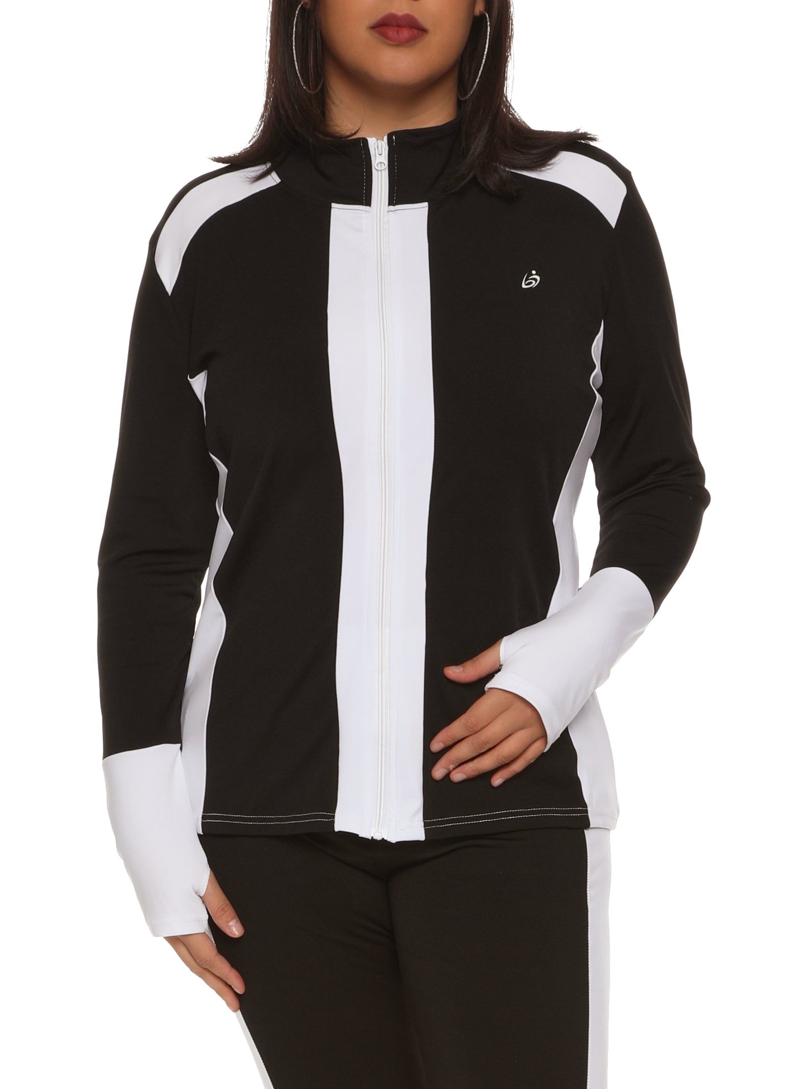 Plus Size Color Block Zip Front Track Jacket sold by Rainbow