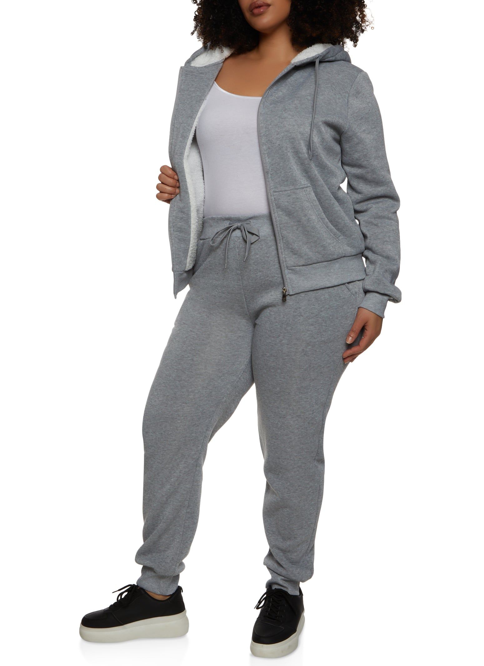 Plus Size Sherpa Lined Zip Front Hoodie sold by Rainbow product image thumbnail 2