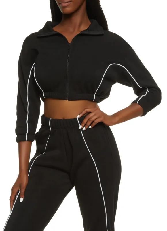 Fleece Zip Front Cropped Jacket sold by Rainbow