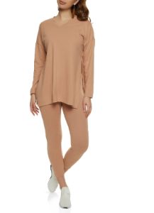 Brushed Knit Side Slit Tunic Top sold by Rainbow