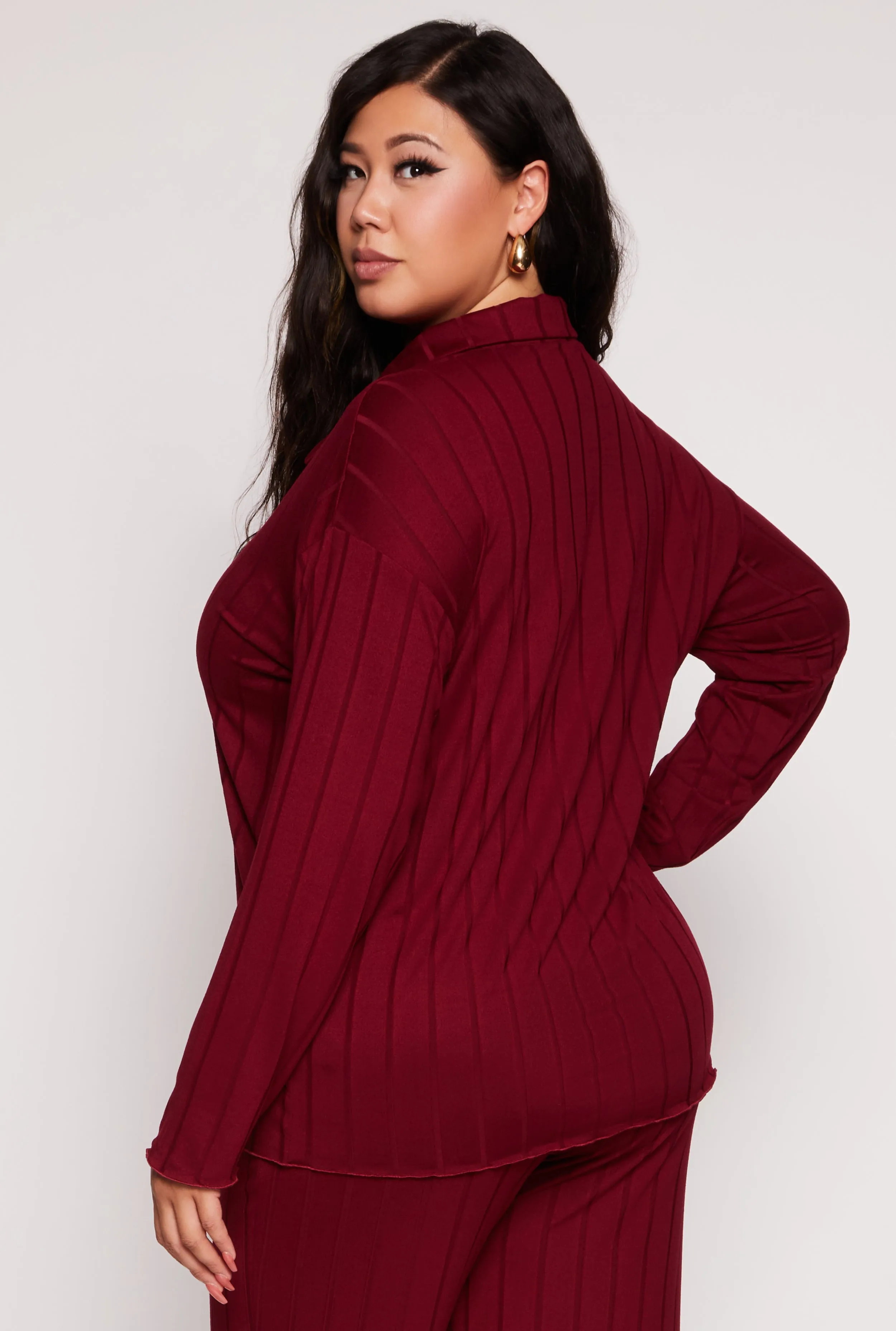 Plus Size Ribbed Button Front Blouse sold by Rainbow product image thumbnail 3