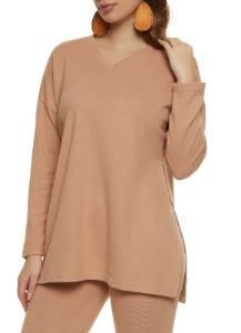 Brushed Knit Side Slit Tunic Top sold by Rainbow