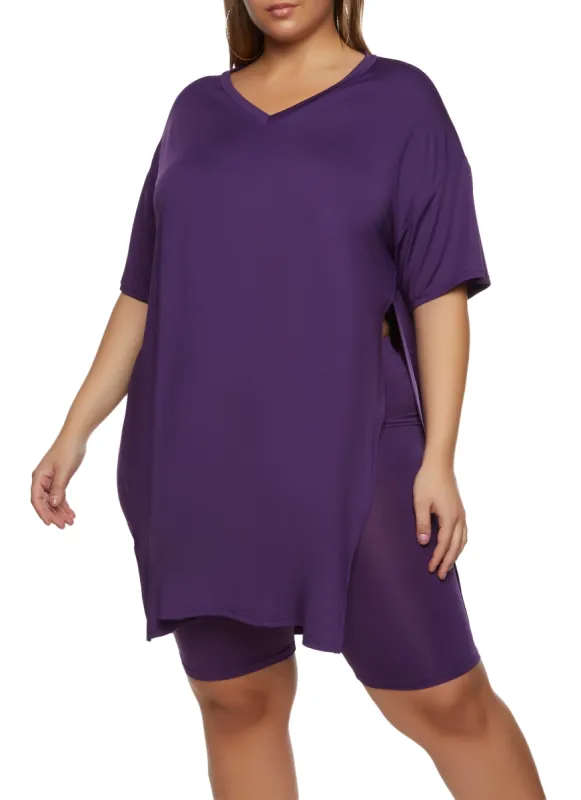 Plus Size Daisy Side Slit Oversized Tee sold by Rainbow