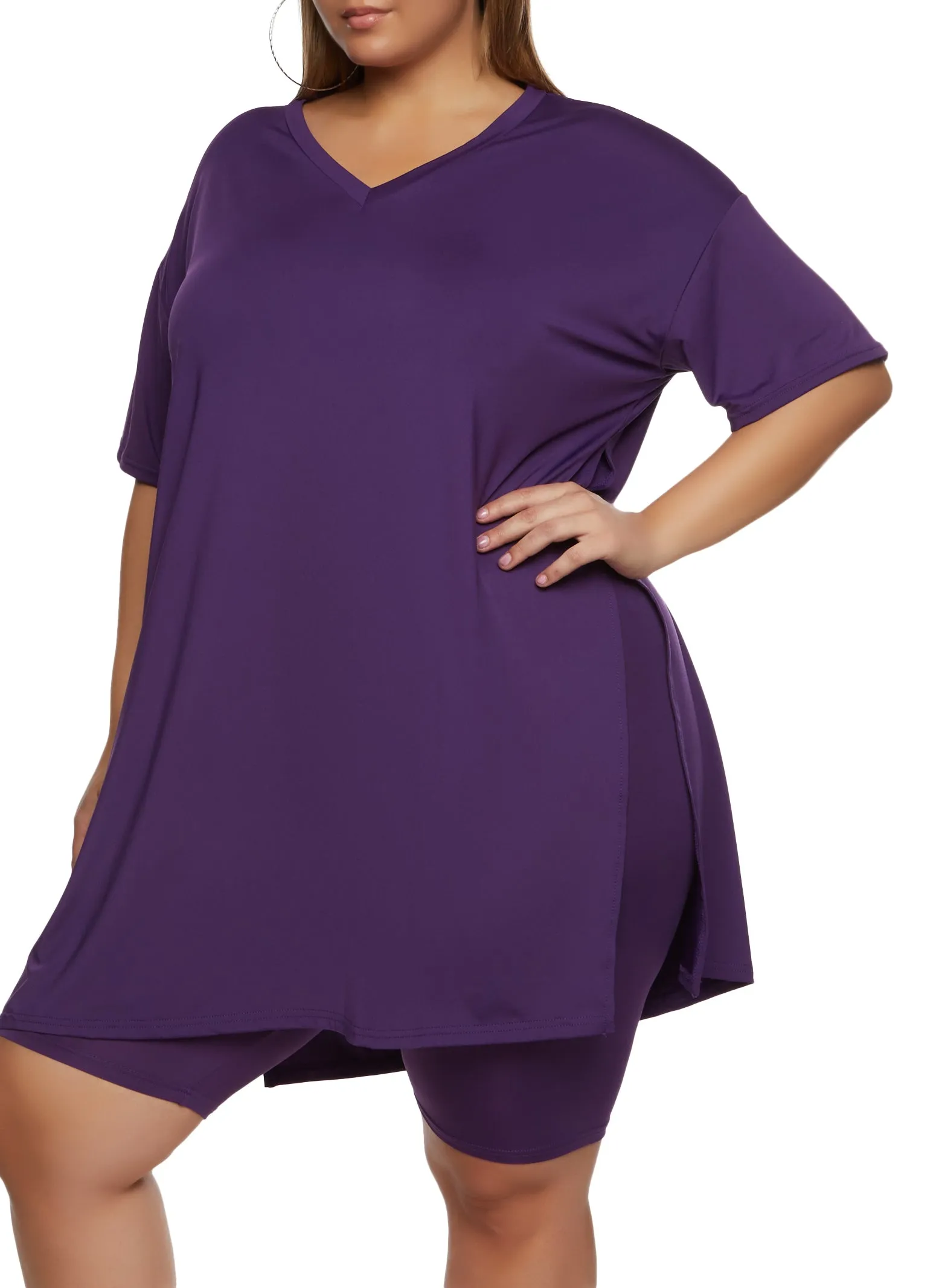 Plus Size Daisy Side Slit Oversized Tee sold by Rainbow product image thumbnail 2