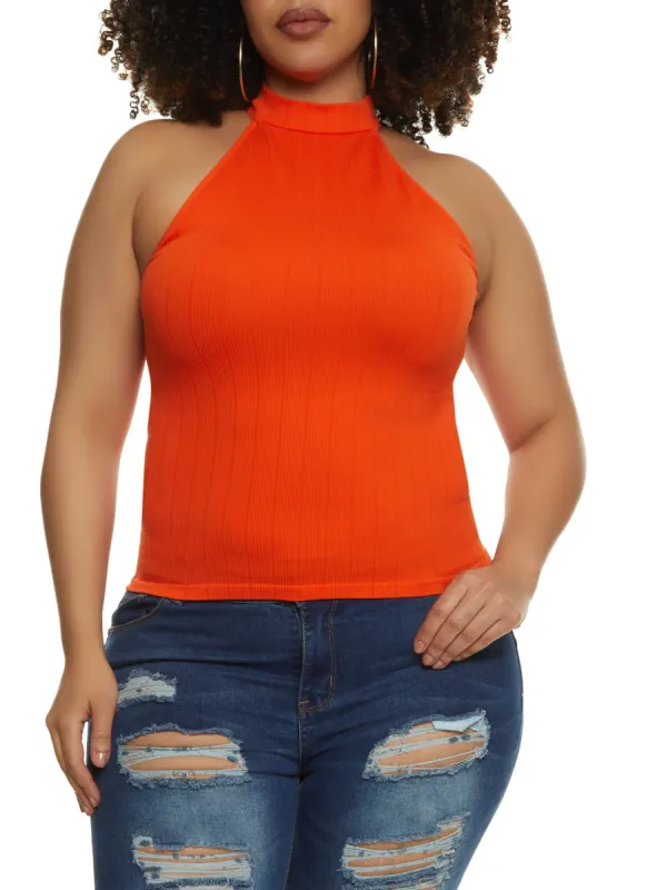 Plus Size Seamless Rib Knit Sleeveless Top sold by Rainbow