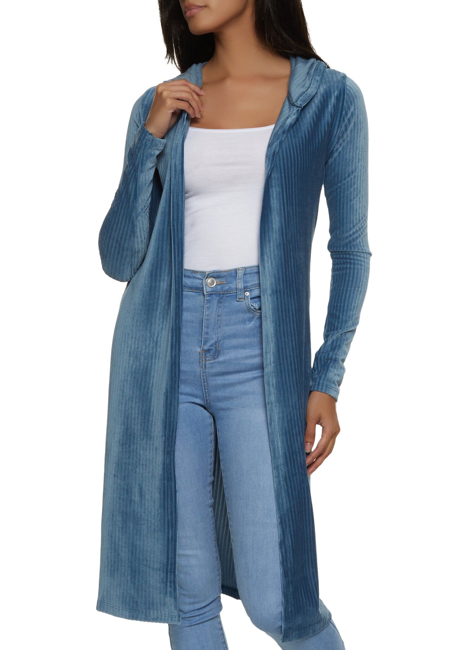 Ribbed Velour Long Sleeve Duster sold by Rainbow
