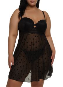 Plus Size Keyhole Babydoll and G String sold by Rainbow
