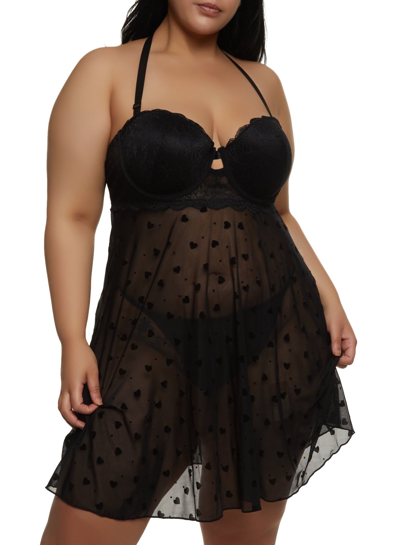 Plus Size Keyhole Babydoll and G String sold by Rainbow product image thumbnail 2