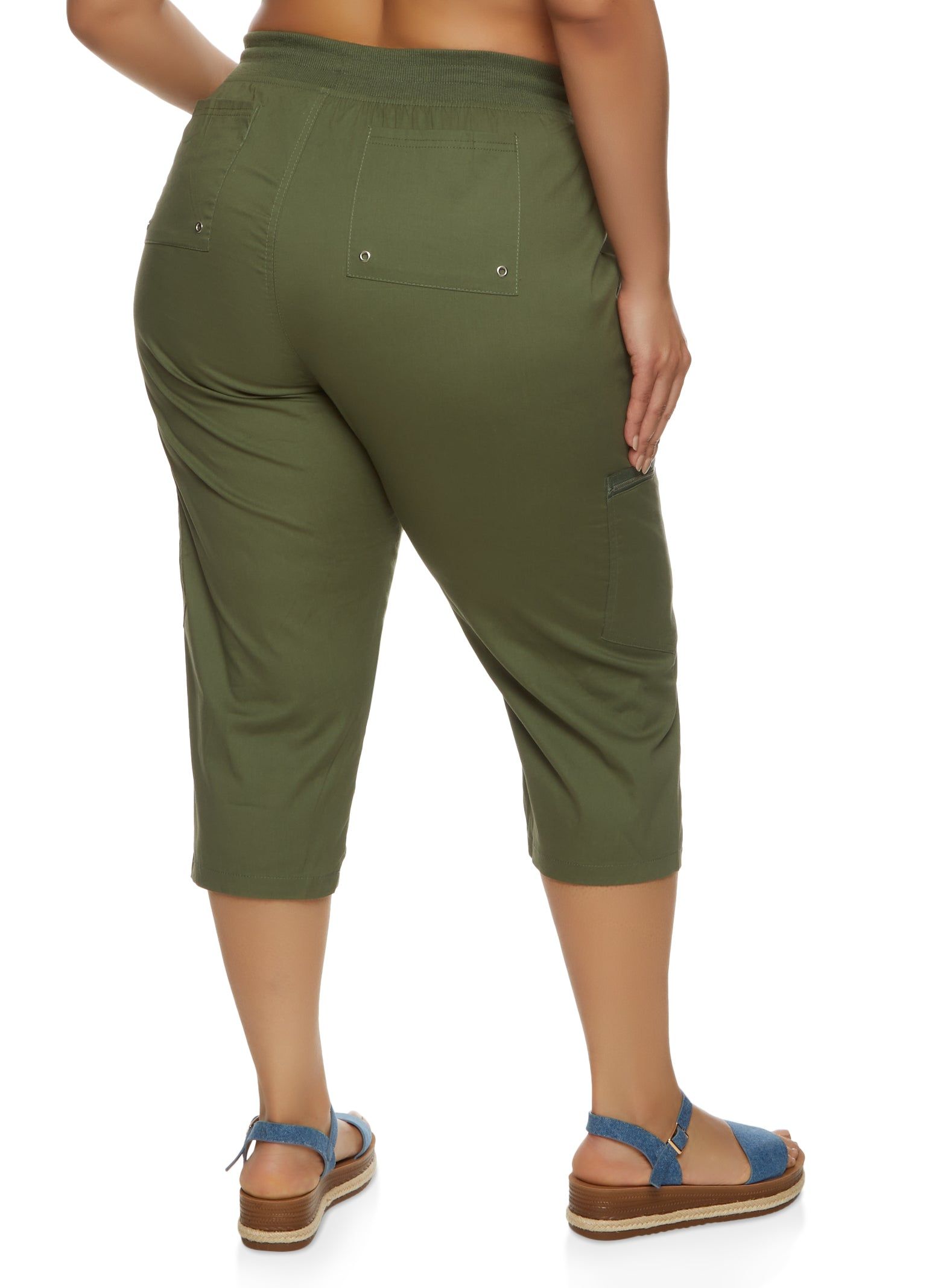 Plus Size Poplin Ruched Capri Pants sold by Rainbow product image thumbnail 2