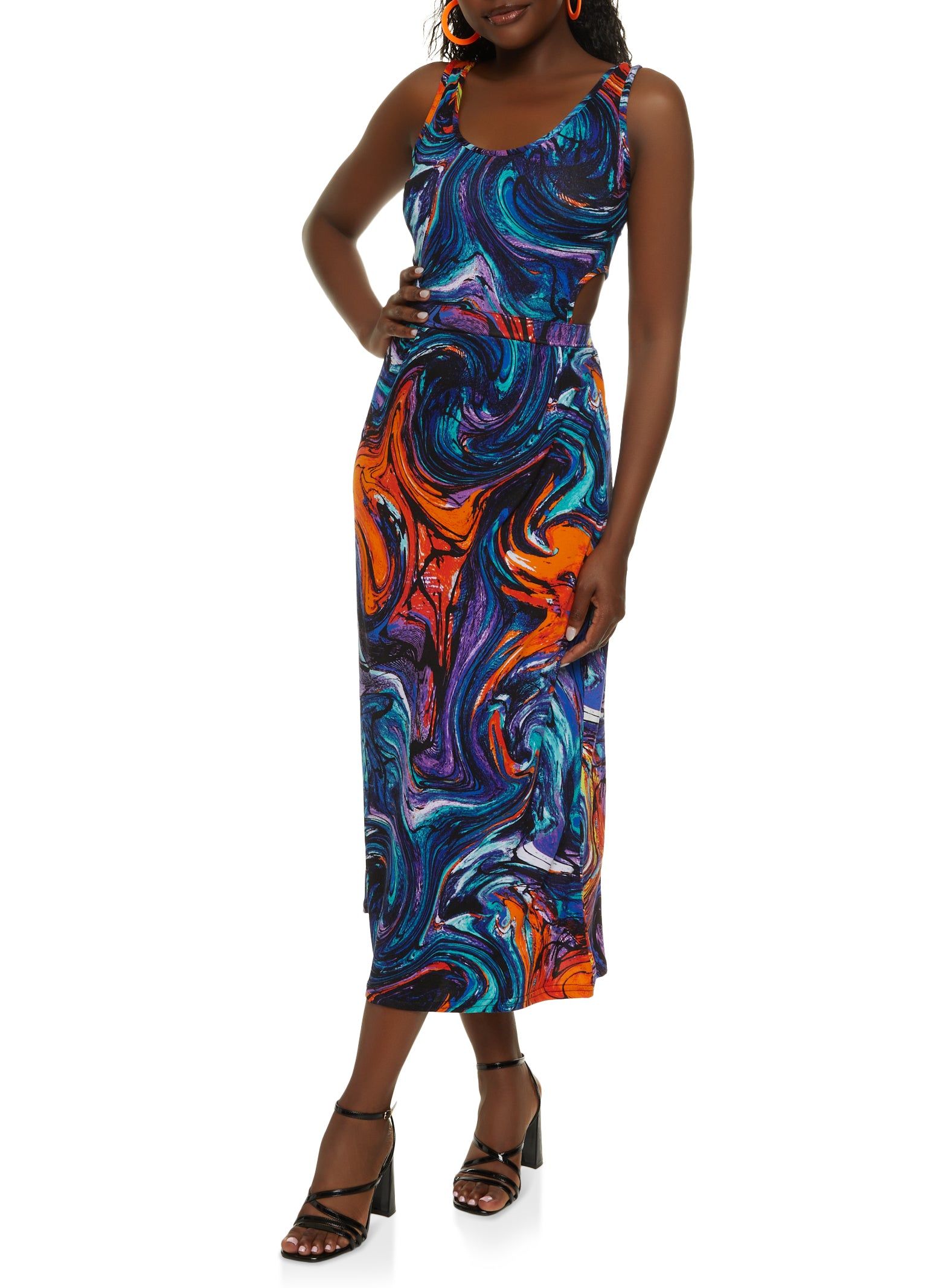 Psychedelic Print Cut Out Maxi Dress sold by Rainbow product image thumbnail 2