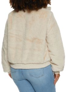 Plus Size Faux Fur Zip Up Jacket sold by Rainbow