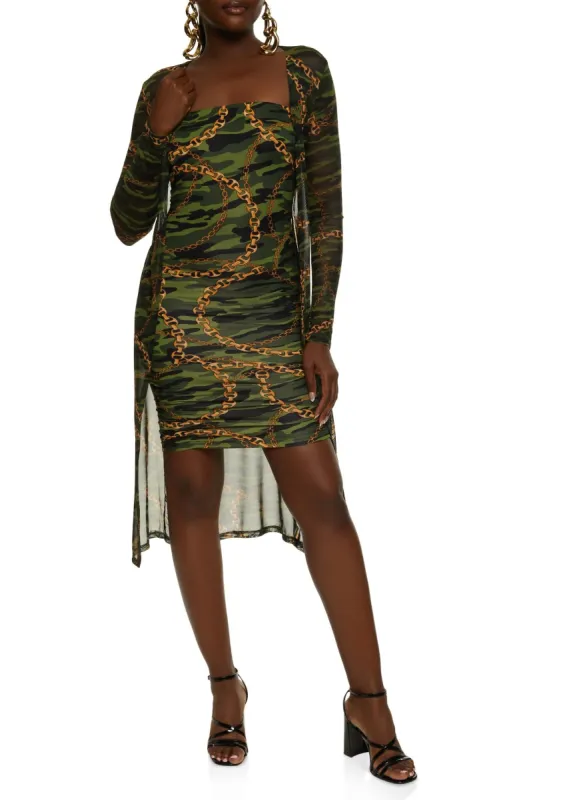 Camo Chain Print Tube Dress and Duster sold by Rainbow
