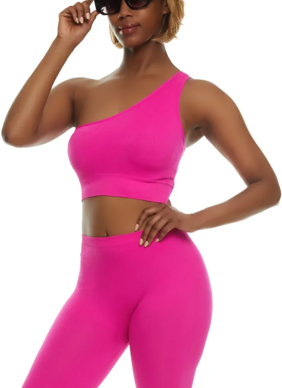 Seamless Ribbed One Shoulder Crop Top sold by Rainbow