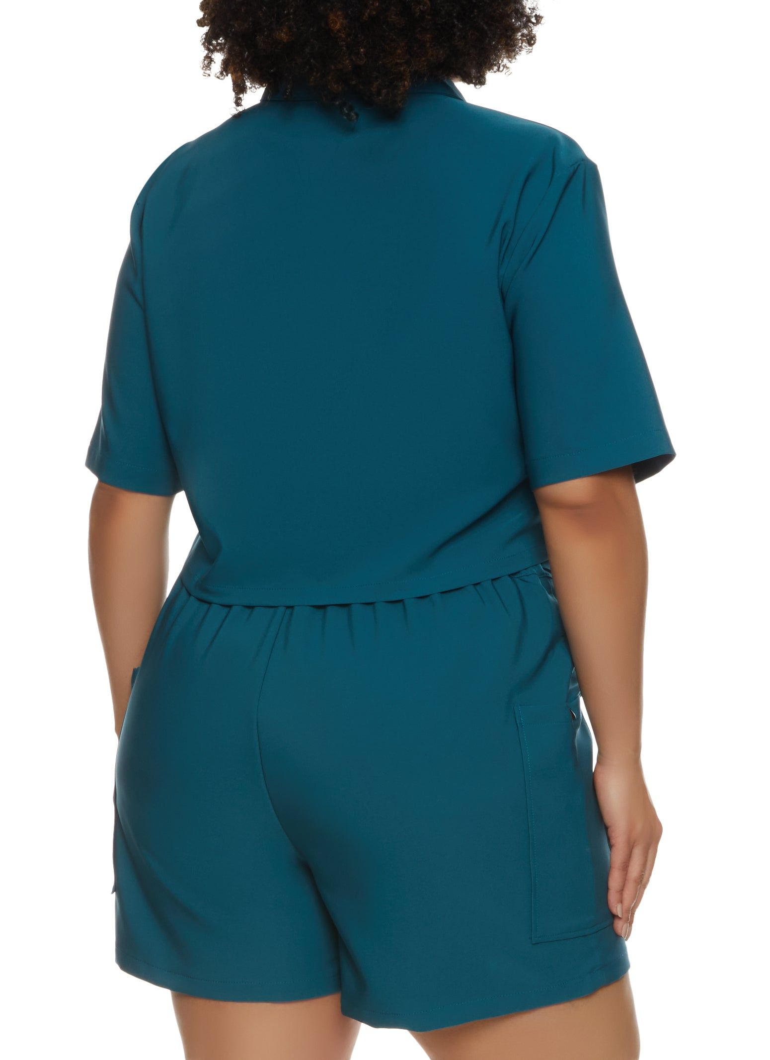 Plus Size Snap Button Front Cropped Shirt sold by Rainbow product image thumbnail 3