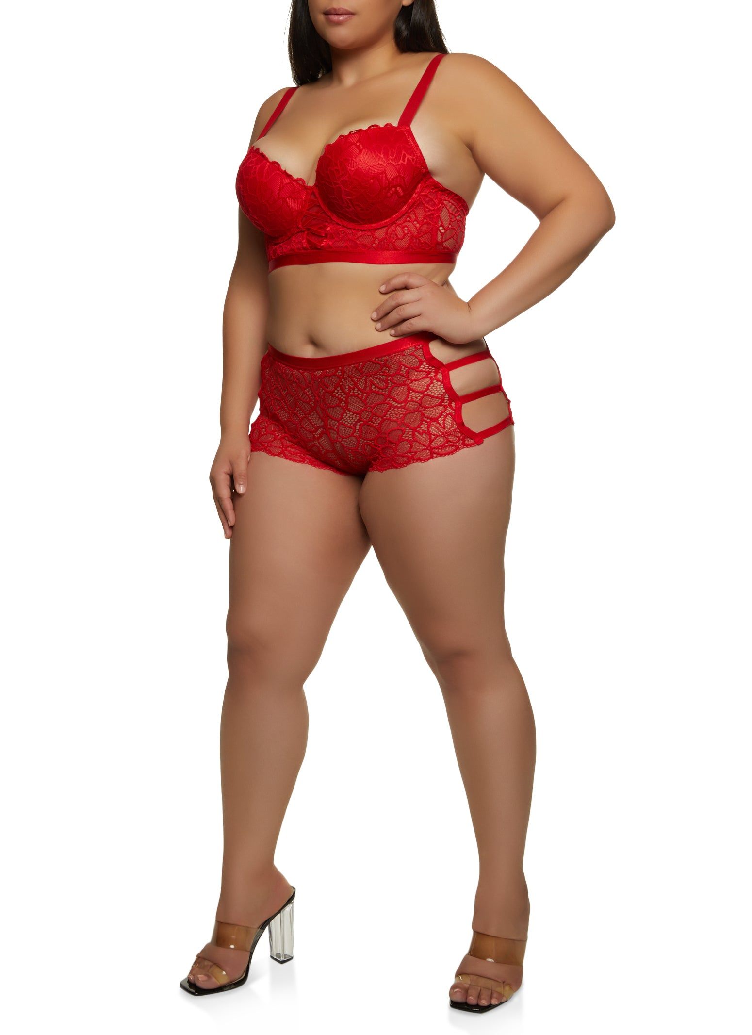 Plus Size Floral Lace Caged Longline Bra sold by Rainbow product image thumbnail 2