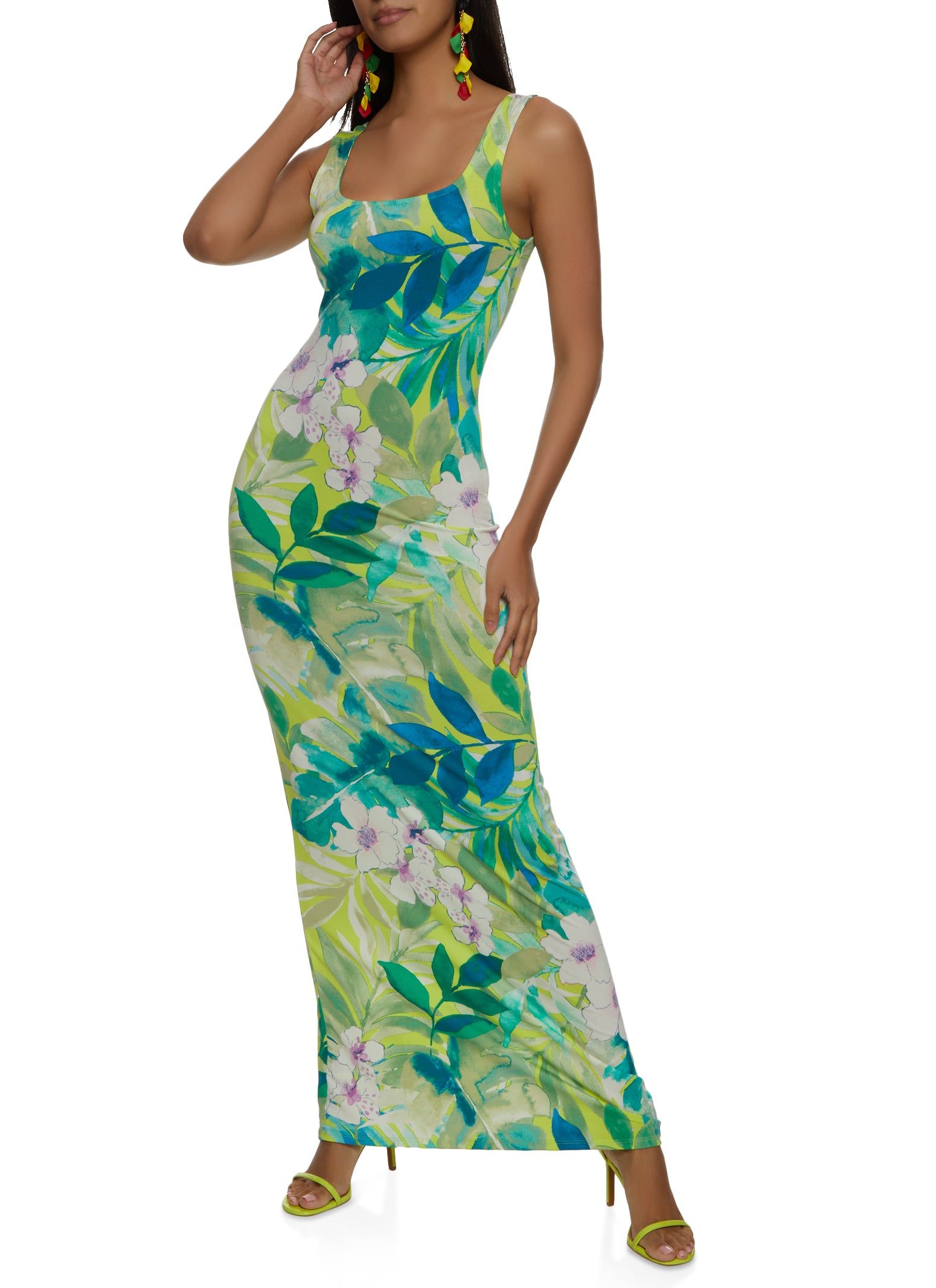 Haute Monde Tropical Floral Print Maxi Tank Dress sold by Rainbow product image thumbnail 2